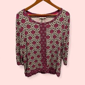 Cute pink flower power stretchy flowy jersey knit scoop neck too Dana Buchman
